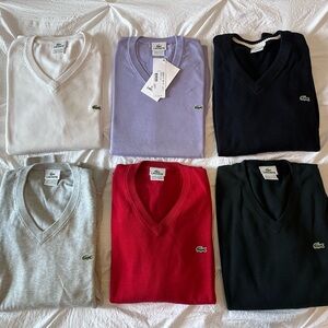 Men’s Lacoste Long Sleeve V-Neck Sweaters